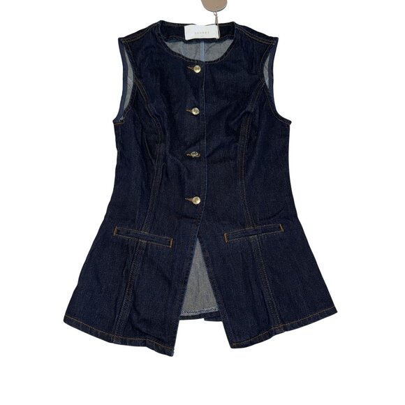 NWT Meshki Abel Denim Indigo Blue Button Up Top Women's X-Small XS - Picture 1 of 9
